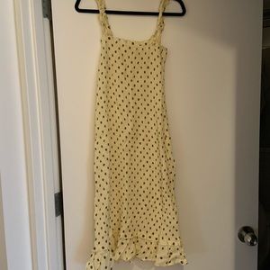 Faithfull the Brand Yellow polka dot dress
